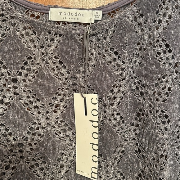 Mododoc Womens Size Medium Gray Polyester Velvet Diamond Pullover Sweater - Picture 2 of 7